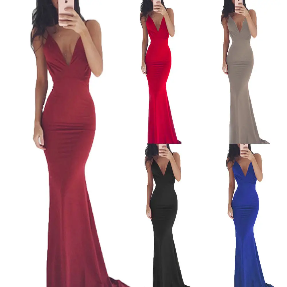 New Women Fashion Strappy Backless Bodycon Formal Evening Party Deep V Neck Long Dress
New Women Fashion Strappy Backless Bodycon Formal Evening Party Deep V Neck Long Dress
