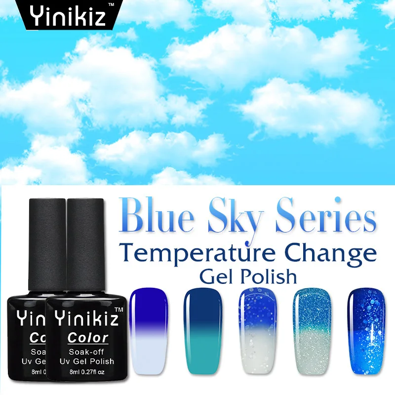 Yinikiz Soak-off Blue Color Series Temperature Change Uv/led Gel Nail Polish Sky Mood Change Glitter Gel Varnish
Yinikiz Soak-off Blue Color Series Temperature Change Uv/led Gel Nail Polish Sky Mood Change Glitter Gel Varnish