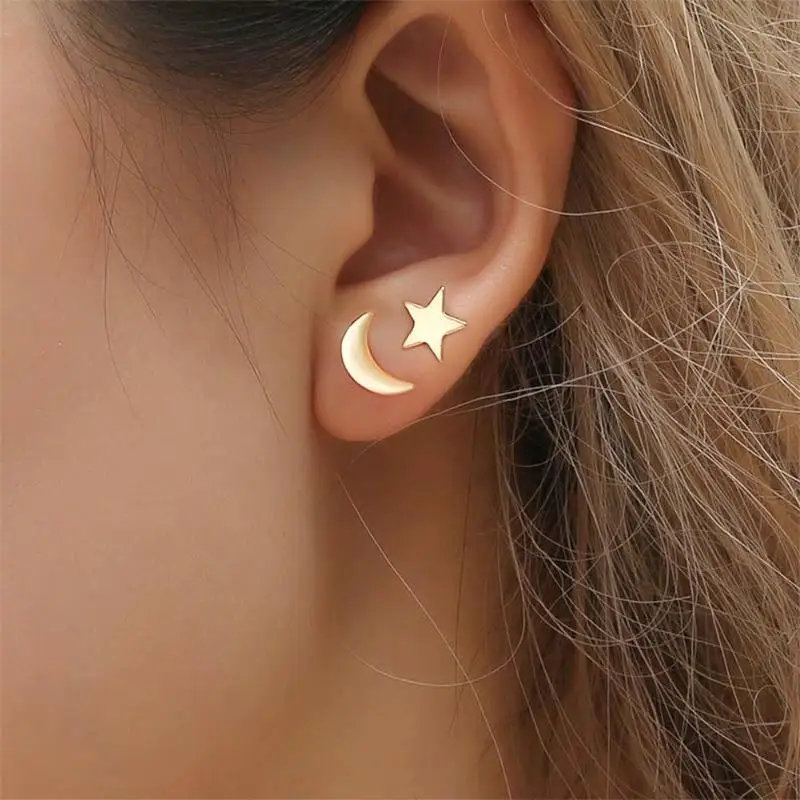 Romantic Small Star Moon Lovely Stud Earrings Women Party Girlfriend Gift Fashion Girls Irregular Moon Star Ear Stud Earring
Romantic Small Star Moon Lovely Stud Earrings Women Party Girlfriend Gift Fashion Girls Irregular Moon Star Ear Stud Earring