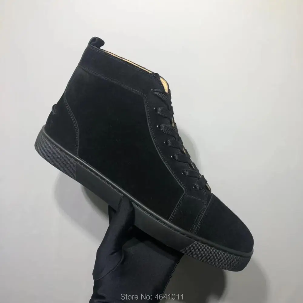 Fashion High-Top Leisure shoe cl andgz Lace-up Full Black Suede leather Rivet Red bottom For Man Shoes Sneakers casual Flat 2019
Fashion High-Top Leisure shoe cl andgz Lace-up Full Black Suede leather Rivet Red bottom For Man Shoes Sneakers casual Flat 2019