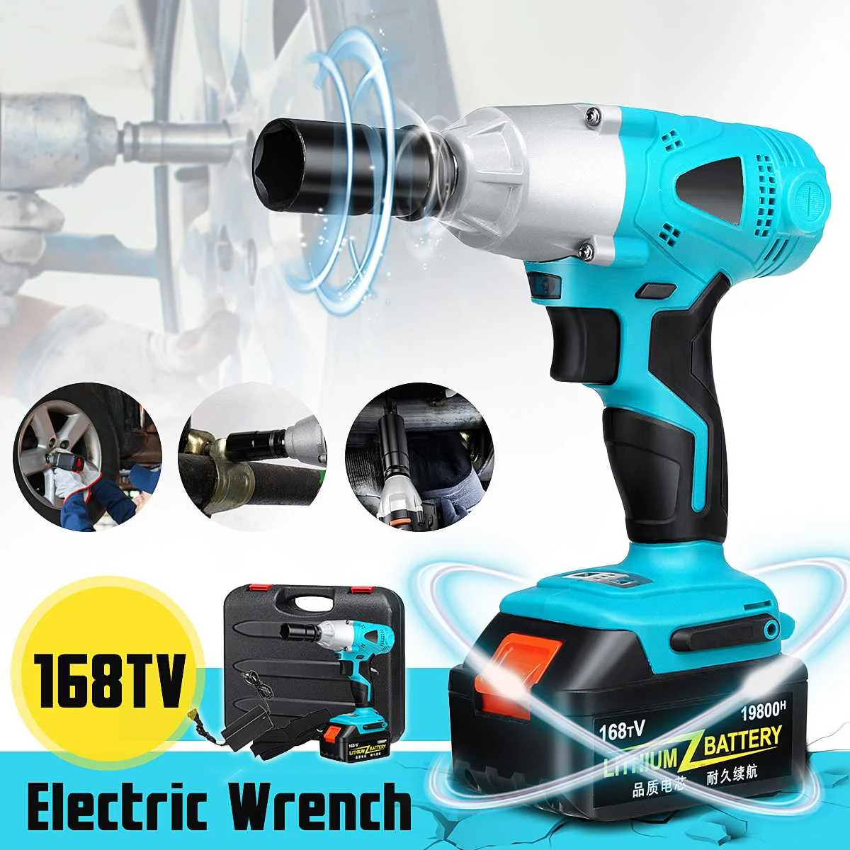 168TV Impact Wrench Drill LED Light 1/2 Socket 19800mAh Li-on Battery Electric Wrench Car Wheel Power Tools
168TV Impact Wrench Drill LED Light 1/2 Socket 19800mAh Li-on Battery Electric Wrench Car Wheel Power Tools