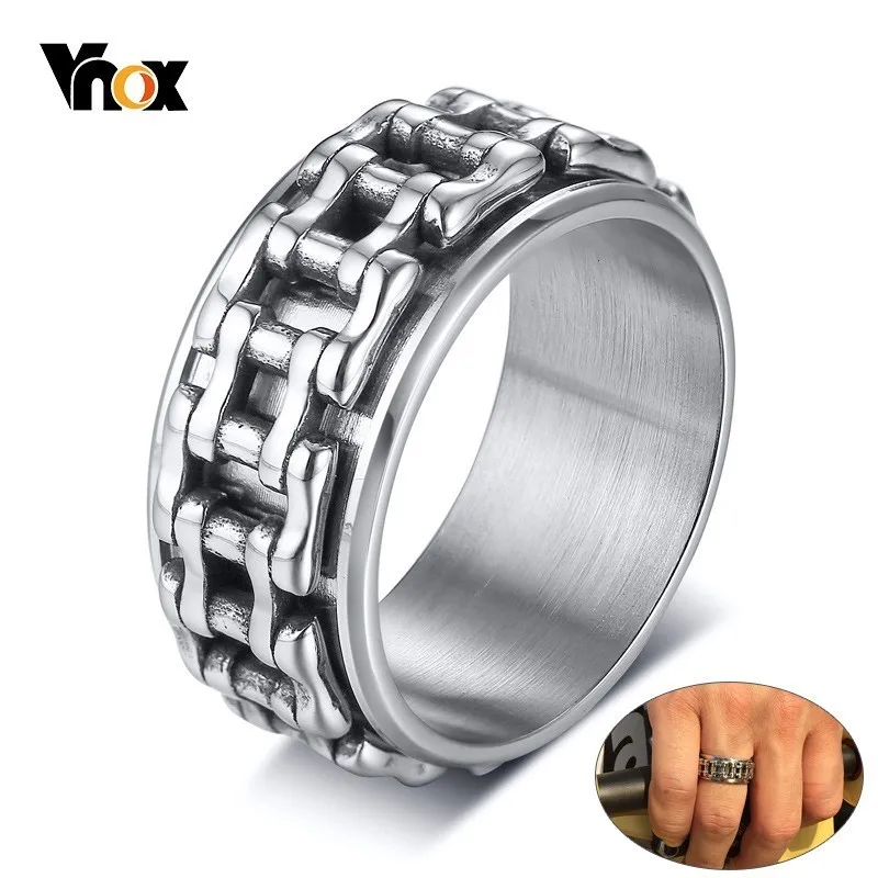 Vnox Stylish Mens Spinner Center Curb Chain Rings Silver Color Stainless Steel Relieve Anxiety Worry Male Jewelry
Vnox Stylish Mens Spinner Center Curb Chain Rings Silver Color Stainless Steel Relieve Anxiety Worry Male Jewelry