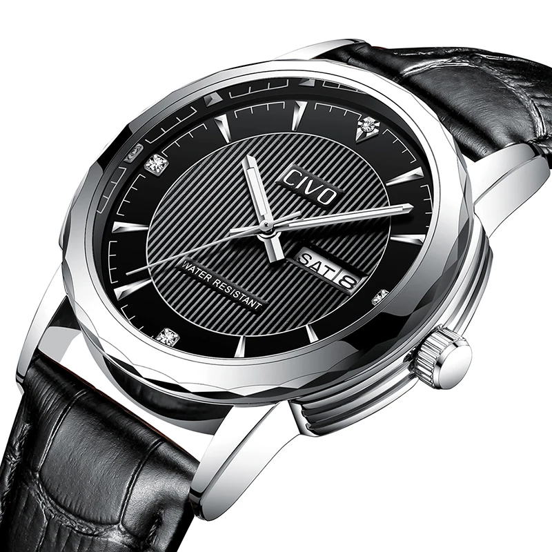 CIVO 2019 Simple Design Men Watches Black Genuine Leather Business Watches Waterproof Date Calendar Analogue Quartz Watch Clock
CIVO 2019 Simple Design Men Watches Black Genuine Leather Business Watches Waterproof Date Calendar Analogue Quartz Watch Clock
