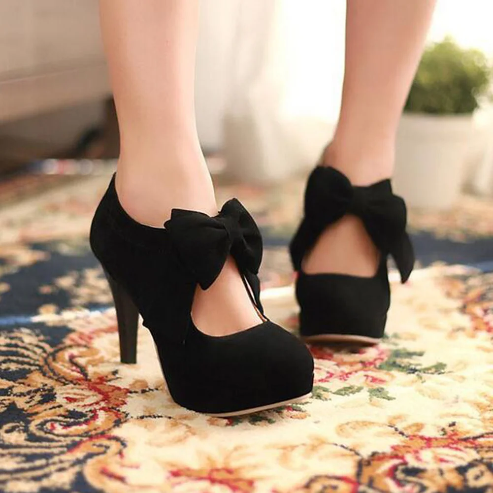 GZHOUSE Vintage Women Bowknot Buckle Platform Pumps Flock Leather Round Toe Lady sexy High Heels Shoes Women Big size 34-47
GZHOUSE Vintage Women Bowknot Buckle Platform Pumps Flock Leather Round Toe Lady sexy High Heels Shoes Women Big size 34-47