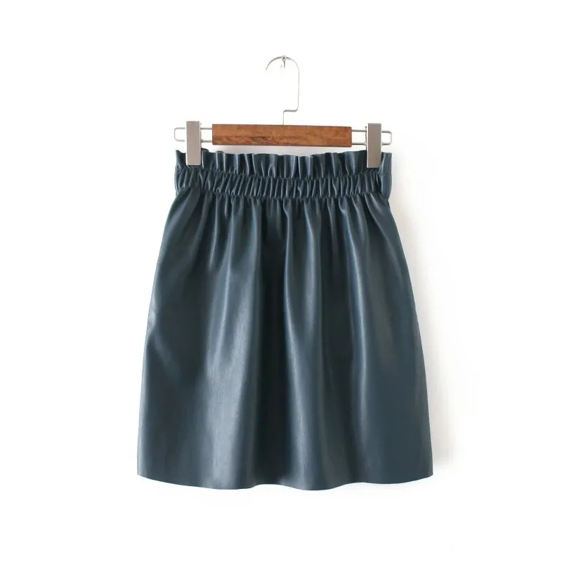 Fashion Spring Autumn PU Leather Solid Skirts Casual Empire A-Line Skirts Women Elastic Waist Mini Skirts
Fashion Spring Autumn PU Leather Solid Skirts Casual Empire A-Line Skirts Women Elastic Waist Mini Skirts