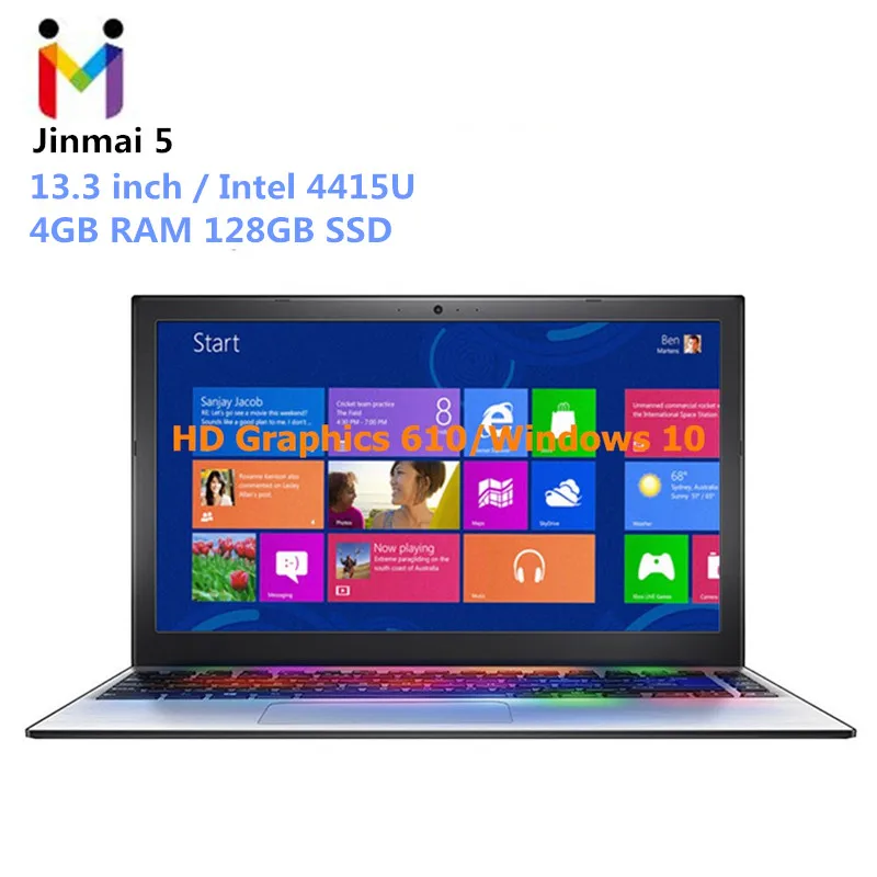 

Mai Benben Jinmai 5 Laptop 13.3 inch Windows 10 Intel 4415U Dual Core 2.3GHz 4GB RAM 128GB SSD Integrated Graphics HDMI Netbook