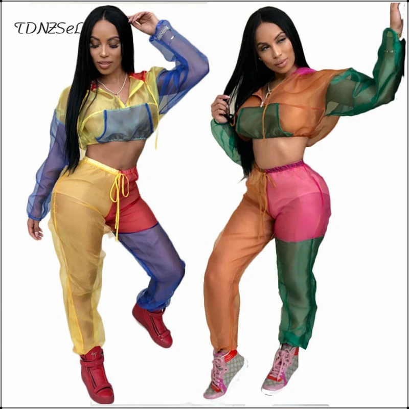 Sexy Hoodies Trousers Mesh Patchwork See Through Sets Women Front Pocket Loose Crop Top Drawstring High Waist Pants 2 Piece Set
Sexy Hoodies Trousers Mesh Patchwork See Through Sets Women Front Pocket Loose Crop Top Drawstring High Waist Pants 2 Piece Set
