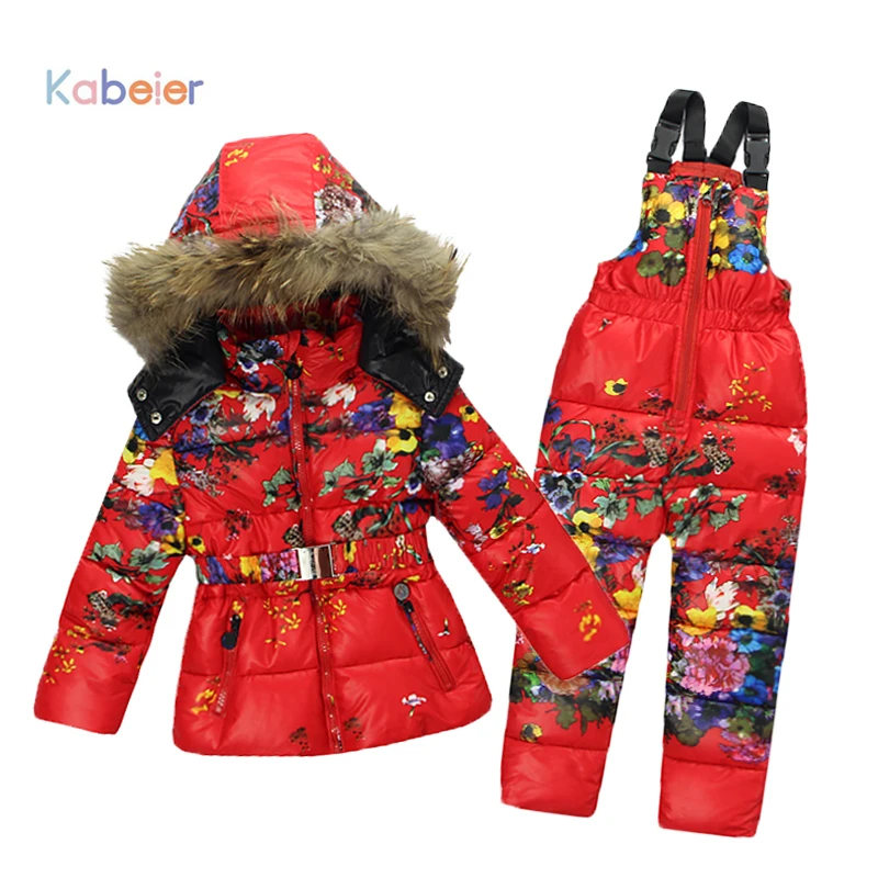 Winter Baby Girl Brand Clothing Sets 100% Natural Fur Print Flower Hooded Coat + Overalls For Gorls Jumpsuit Snow Children Suit 
Winter Baby Girl Brand Clothing Sets 100% Natural Fur Print Flower Hooded Coat + Overalls For Gorls Jumpsuit Snow Children Suit