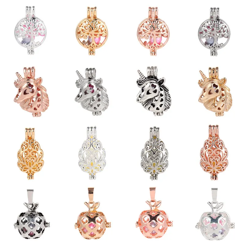 Gold Silver Rose Gold Tree Of Life Unicorn Apple Oyster Pearl Cage Pendant Essential Oil Diffuser Necklace DIY
Gold Silver Rose Gold Tree Of Life Unicorn Apple Oyster Pearl Cage Pendant Essential Oil Diffuser Necklace DIY