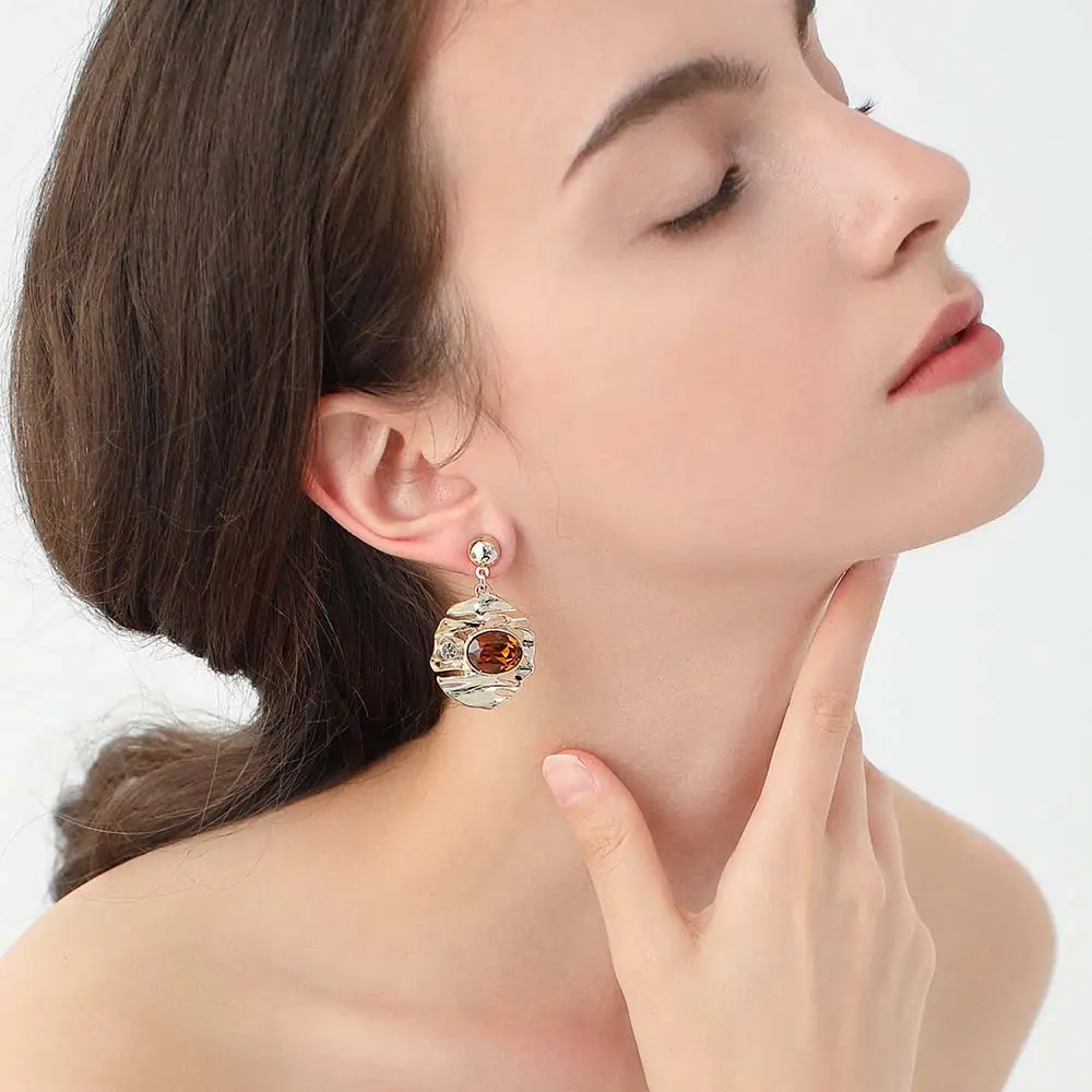 Qggle Drop Earrings for Women Gold Color Brown Crystal Round Dangle Earrings Female Party Wedding Jewelry 
Qggle Drop Earrings for Women Gold Color Brown Crystal Round Dangle Earrings Female Party Wedding Jewelry