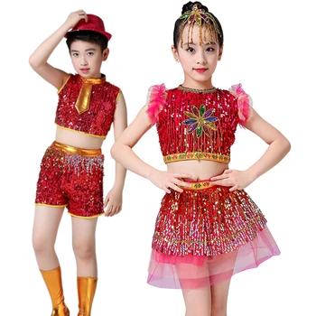 Songyuexia Children's costumes kindergarten jazz dance clothes Korean jazz sequin dance clothes boys and girls modern dancewear
Songyuexia Children's costumes kindergarten jazz dance clothes Korean jazz sequin dance clothes boys and girls modern dancewear