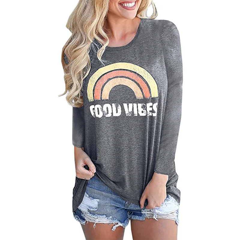 2019 Women's T Shirt Long Sleeve Sweatshirts Casual O Neck Pullover Female Harajuku Rainbow Tops Streetwear T-shirt Mujer S-XL
2019 Women's T Shirt Long Sleeve Sweatshirts Casual O Neck Pullover Female Harajuku Rainbow Tops Streetwear T-shirt Mujer S-XL