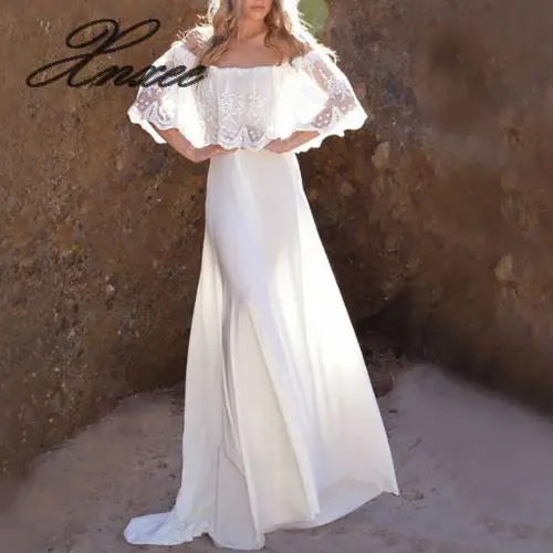 Off shoulder lace long floor-length dress bohemian summer beach white party dresses sexy hot party
Off shoulder lace long floor-length dress bohemian summer beach white party dresses sexy hot party
