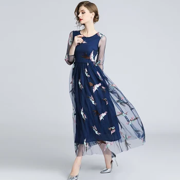 2019 Summer Net Yarn Embroidery Flower New Europe Fashion Dress Long Vestidos Party Clothes High Quality New Design Outfit S-XXL
2019 Summer Net Yarn Embroidery Flower New Europe Fashion Dress Long Vestidos Party Clothes High Quality New Design Outfit S-XXL