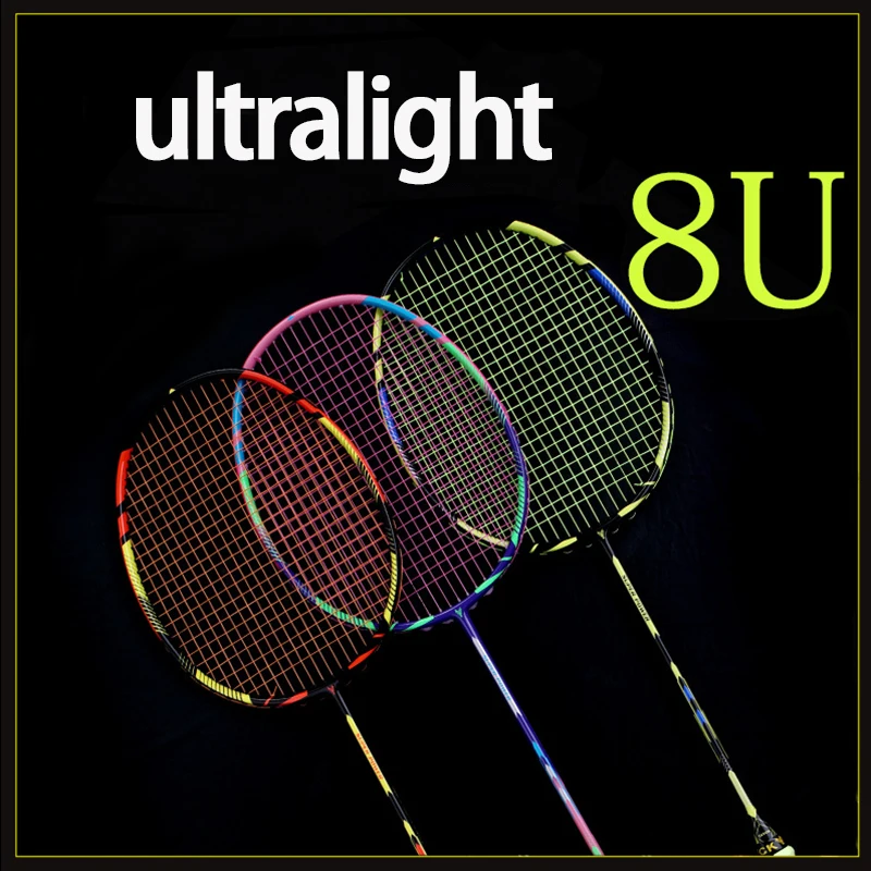 

Ultralight 8U 65g Carbon Professional Badminton Racket Strings Strung Bag Multicolor Z Speed Force Raket Rqueta Padel 22-32LBS