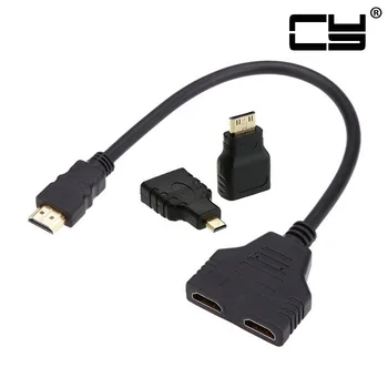 Chenyang HDMI to Dual HDMI Female Y Splitter Switch Extension Adapter Cable with Micro & Mini HDMI Adapter
Chenyang HDMI to Dual HDMI Female Y Splitter Switch Extension Adapter Cable with Micro & Mini HDMI Adapter