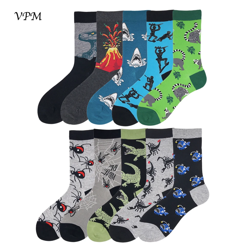 VPM New 85% Cotton Men's Crew Socks Funny Harajuku Cool Dinosaur Spider Scorpion Shark Hip Hop Novelty Happy Wedding Sock Gift
VPM New 85% Cotton Men's Crew Socks Funny Harajuku Cool Dinosaur Spider Scorpion Shark Hip Hop Novelty Happy Wedding Sock Gift
