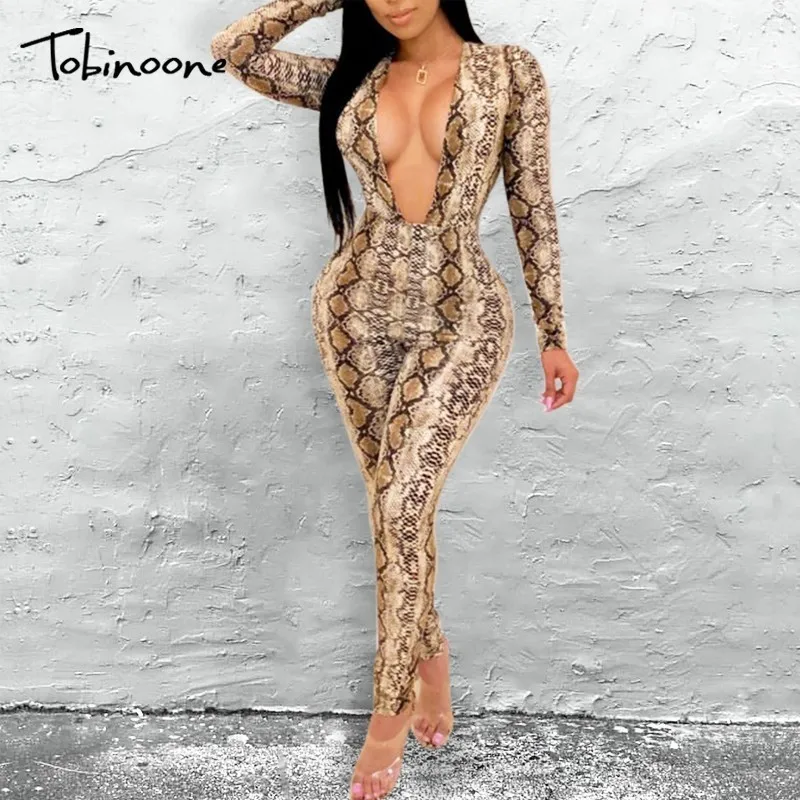 Tobinoone Women Long Sleeve Skin Sexy V Neck Club Female Jumpsuit Elegant Snake Print Bandage Rompers Womens Jumpsuit Overalls
Tobinoone Women Long Sleeve Skin Sexy V Neck Club Female Jumpsuit Elegant Snake Print Bandage Rompers Womens Jumpsuit Overalls