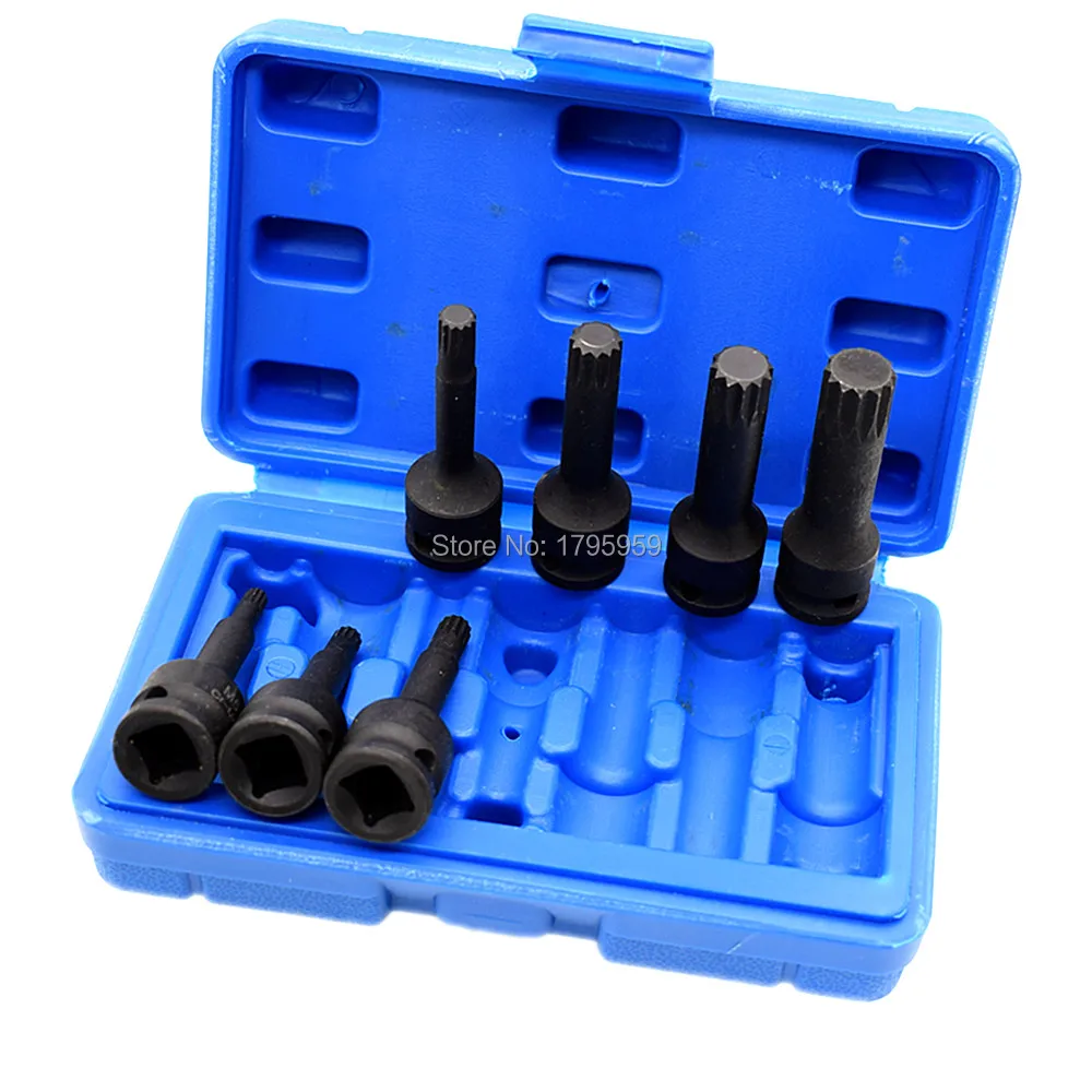 3/8in Square Drive Impact Socket Bit 7 Piece Set 60mm Long M5 M6 M7 M8 M10 M12 M14 CR-MO 12 point Spline Bit Socket Screwdriver
3/8in Square Drive Impact Socket Bit 7 Piece Set 60mm Long M5 M6 M7 M8 M10 M12 M14 CR-MO 12 point Spline Bit Socket Screwdriver