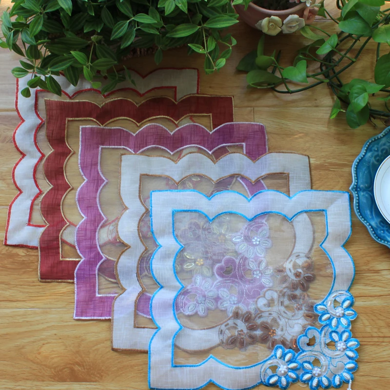 Tulle Lace Glitter Sequins Beaded Embroidery Cup Placemat Dining Table Mat Doily Drink Coaster Set Home Party Wedding Decoration
Tulle Lace Glitter Sequins Beaded Embroidery Cup Placemat Dining Table Mat Doily Drink Coaster Set Home Party Wedding Decoration