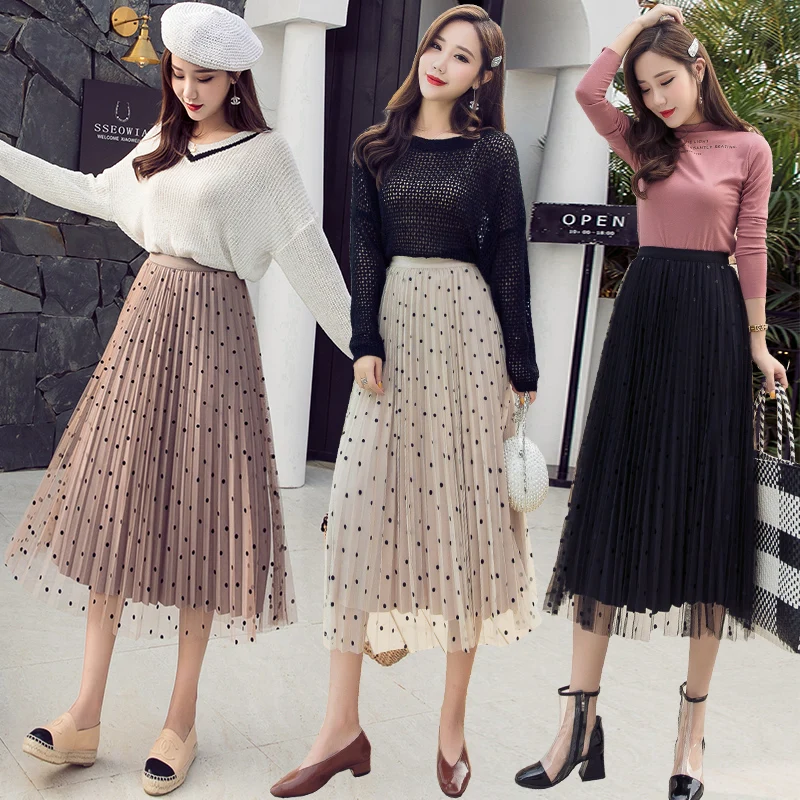 Two Sides Wear Skirts Women Skirts Spring 2019 Gold Velvet and Mesh Dot Printed Pleates Tutu Skits Midi High Waist Korean Style
Two Sides Wear Skirts Women Skirts Spring 2019 Gold Velvet and Mesh Dot Printed Pleates Tutu Skits Midi High Waist Korean Style
