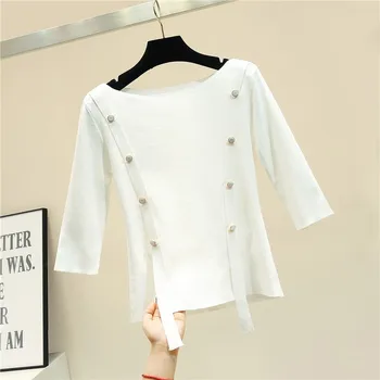 Solid color Ice silk t shirt women three quater length sleeve fashion tops 2019 new arrivals
Solid color Ice silk t shirt women three quater length sleeve fashion tops 2019 new arrivals