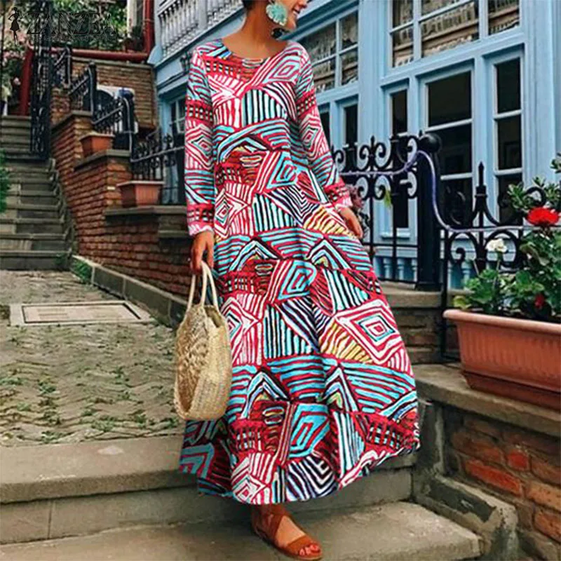 2019 ZANZEA Vintage Long Sleeve Striped Maxi Dress Women's Print Sundress Female Casual Party Dress Baggy Robe Tunic Vestidos
2019 ZANZEA Vintage Long Sleeve Striped Maxi Dress Women's Print Sundress Female Casual Party Dress Baggy Robe Tunic Vestidos