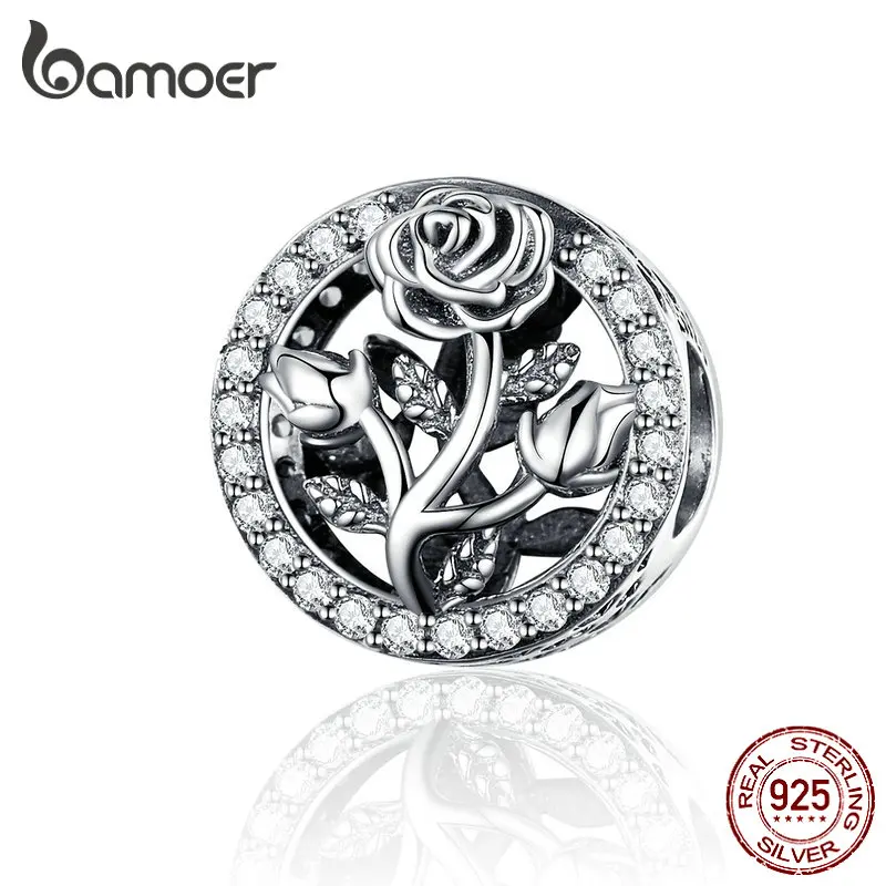 BAMOER Round Metal Charms 925 Stering Silver Rose Flower Beads for Women Jewelry Making Charm Bracelet Accessories SCC1189
BAMOER Round Metal Charms 925 Stering Silver Rose Flower Beads for Women Jewelry Making Charm Bracelet Accessories SCC1189
