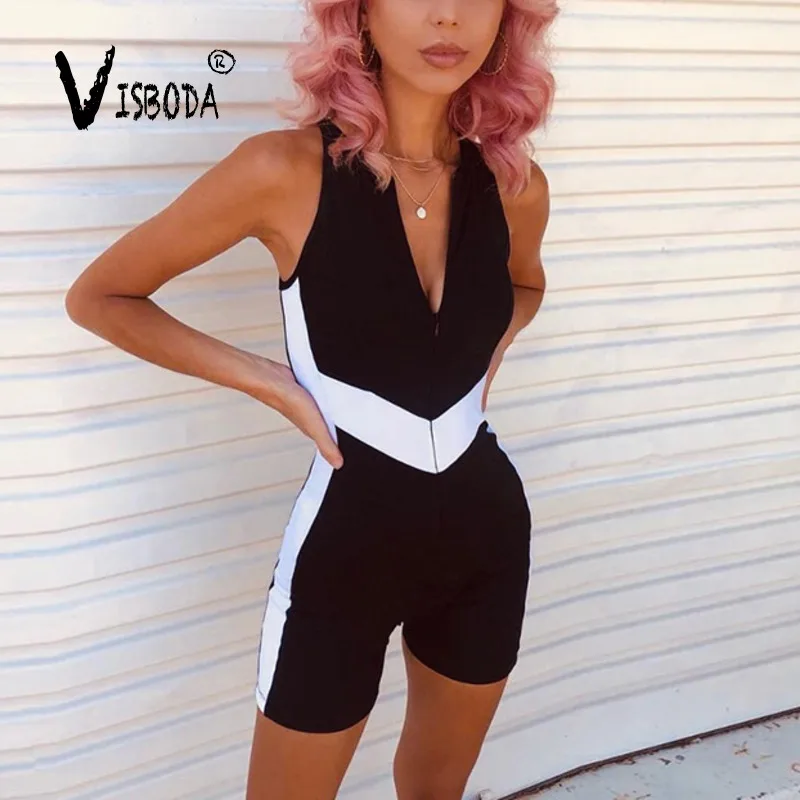 Women Black Bodysuit Playsuit Sexy Zipper Sleeveless Workout Jumpsuit Fashion Summer 2019 Female Fitness Patchwork Jumpsuit
Women Black Bodysuit Playsuit Sexy Zipper Sleeveless Workout Jumpsuit Fashion Summer 2019 Female Fitness Patchwork Jumpsuit