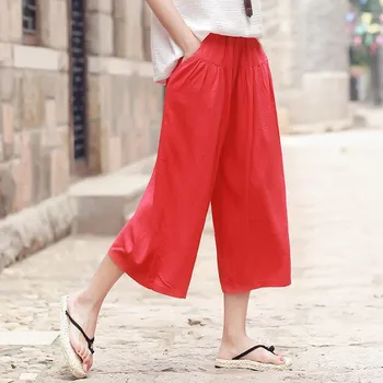 2019 Casual Elastic Waist Wide Leg Pants Summer Women Cotton Linen Trousers Comfortably Patchwork Vintage Pants
2019 Casual Elastic Waist Wide Leg Pants Summer Women Cotton Linen Trousers Comfortably Patchwork Vintage Pants