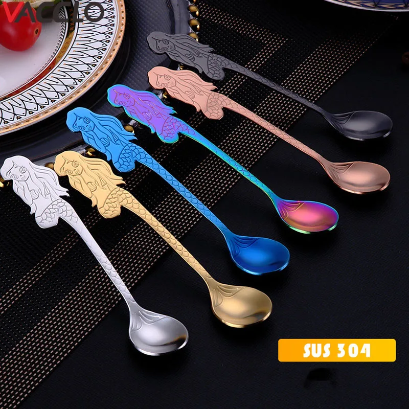 Vacclo 304 Stainless Steel Colorful Mermaid Coffee Strring Spoon Teaspoon Tea Spoon Dessert Spoon Long Handle Tableware Gold
Vacclo 304 Stainless Steel Colorful Mermaid Coffee Strring Spoon Teaspoon Tea Spoon Dessert Spoon Long Handle Tableware Gold