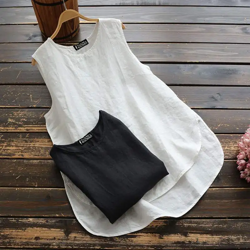 2019 ZANZEA Summer Tanks Tops Tunic Women Vintage Sleeveless Camis Shirt Casual Cotton Linen Top Female Solid Mujer Femme Blusas
2019 ZANZEA Summer Tanks Tops Tunic Women Vintage Sleeveless Camis Shirt Casual Cotton Linen Top Female Solid Mujer Femme Blusas