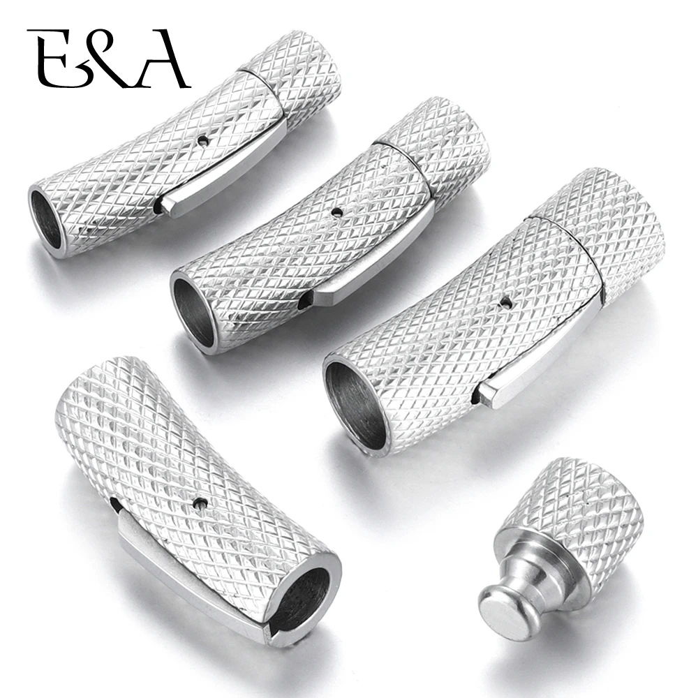 

Stainless Steel Bayonet Clasp 5mm 6mm 8mm Curved Tube Push Lock Leather Cord Clasps DIY Bracelet Closure Jewelry Making Supplies