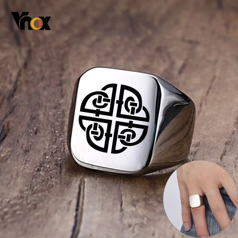 Vnox Quaternary Celtic Knot Signet Ring for Men Free Engraving 18mm Stainless Steel Stamp Ring Viking Jewelry
Vnox Quaternary Celtic Knot Signet Ring for Men Free Engraving 18mm Stainless Steel Stamp Ring Viking Jewelry