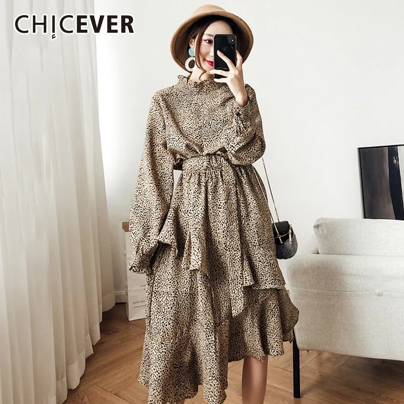 CHICEVER Polka Dot Chiffon Dresses For Women Stand Collar Long Sleeve High Waist Irregular Hem Ruffles Dress 2019 Spring
CHICEVER Polka Dot Chiffon Dresses For Women Stand Collar Long Sleeve High Waist Irregular Hem Ruffles Dress 2019 Spring