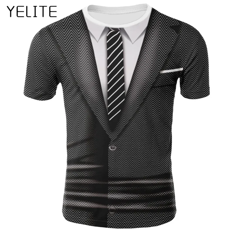 YELITE Fake Two Pieces Style T-shirt Men Printed Suit T Shirt Summer Funny Tee Shirt Fashion Brand Bussiness Suit Tshirt Slim
YELITE Fake Two Pieces Style T-shirt Men Printed Suit T Shirt Summer Funny Tee Shirt Fashion Brand Bussiness Suit Tshirt Slim