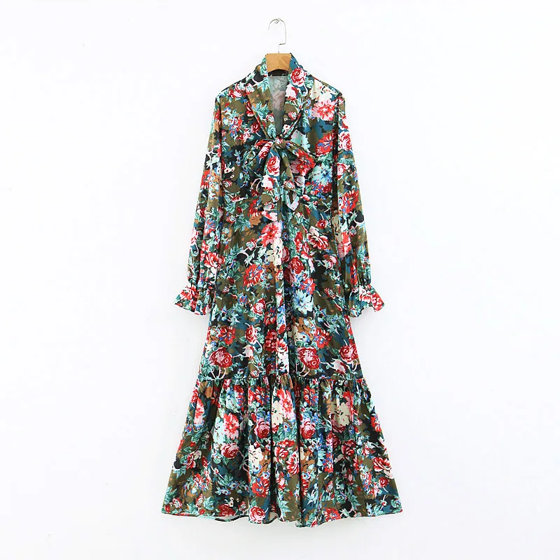 Dress spring European And American Wind Women 2019 Spring New Style Bow Tie Print Ruffle Trim Long-Sleeve Dress
Dress spring European And American Wind Women 2019 Spring New Style Bow Tie Print Ruffle Trim Long-Sleeve Dress
