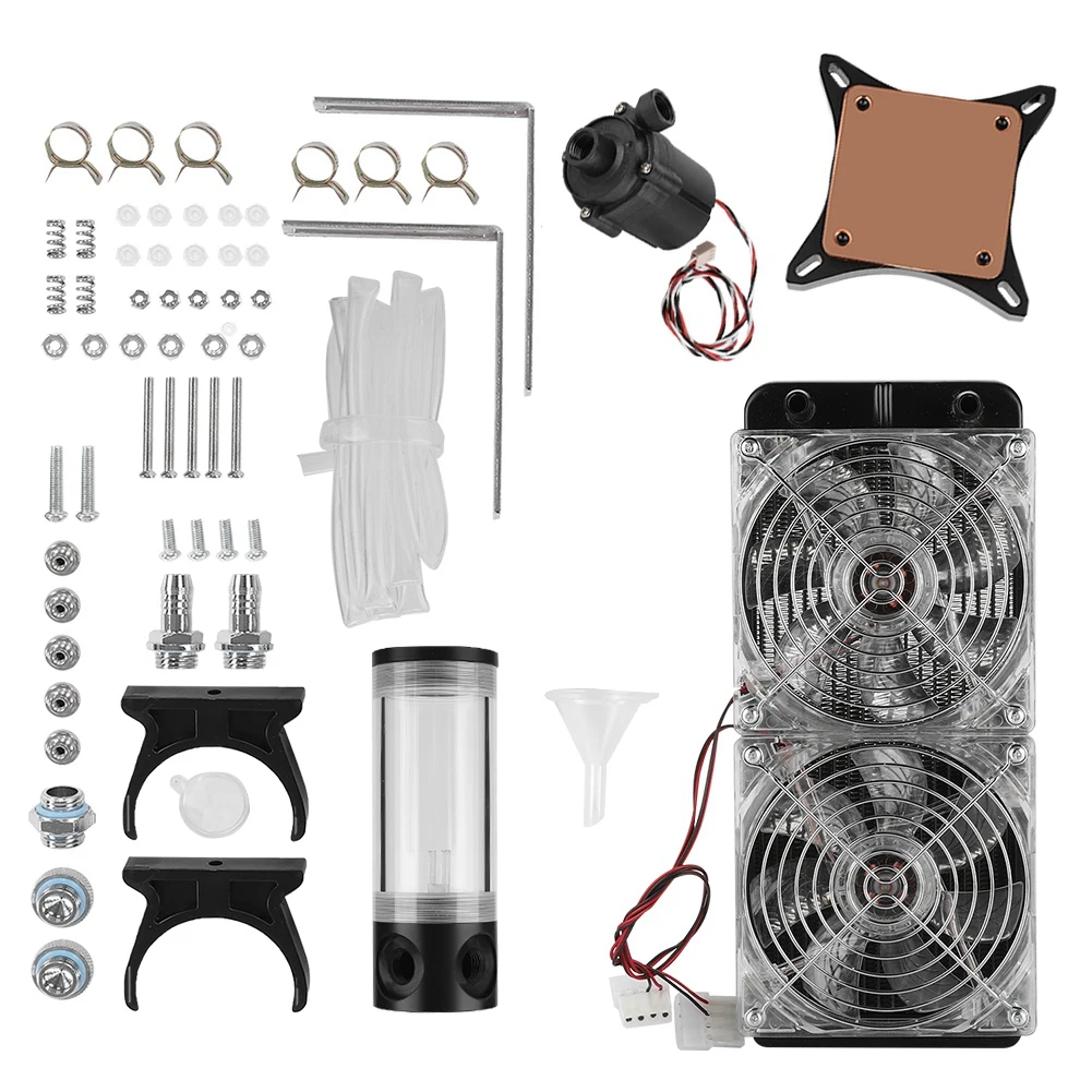 DIY Desktop PC Computer Water Cooling Cooler Radiator LED Set Kit+Aluminum Row+Pump
DIY Desktop PC Computer Water Cooling Cooler Radiator LED Set Kit+Aluminum Row+Pump