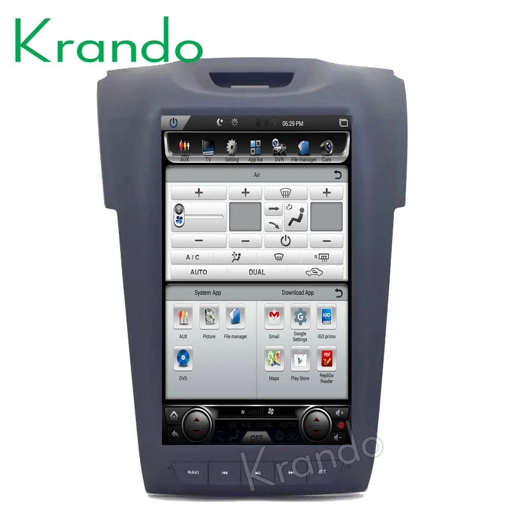 Krando Android 6.0 11.6" Vertical screen tesla style car radio audio player for Chevrolet S10 Isuzu D-Max 2012 multmedia system
Krando Android 6.0 11.6" Vertical screen tesla style car radio audio player for Chevrolet S10 Isuzu D-Max 2012 multmedia system