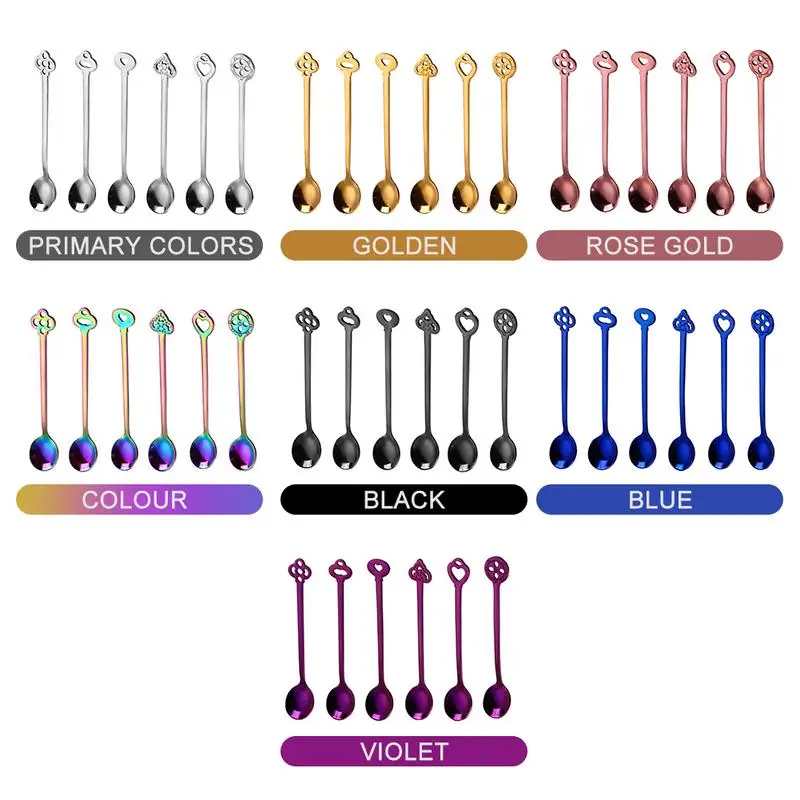 Innovative Spoon 6 Pcs Coffee Spoons 304 Stainless Steel Personalized Pattern Dessert Stirring Seasoning Colorful Small Spoon
Innovative Spoon 6 Pcs Coffee Spoons 304 Stainless Steel Personalized Pattern Dessert Stirring Seasoning Colorful Small Spoon