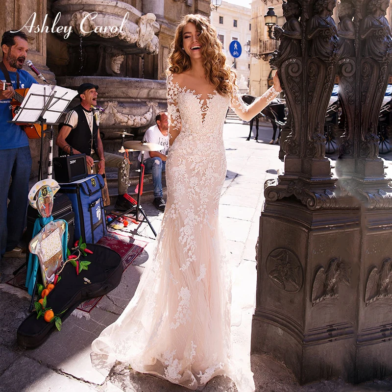 Ashley Carol Sexy Deep V-neckline Long Sleeve Mermaid Wedding Dresses 2019 Elegant Bridal Dress Romantic Vintage Wedding Gowns
Ashley Carol Sexy Deep V-neckline Long Sleeve Mermaid Wedding Dresses 2019 Elegant Bridal Dress Romantic Vintage Wedding Gowns