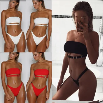 Women Strapless Bikini Set Push-up Padded Bra Swimsuit Swimwear Beachwear Ladies Sexy Two Pieces Bathing Suit
Women Strapless Bikini Set Push-up Padded Bra Swimsuit Swimwear Beachwear Ladies Sexy Two Pieces Bathing Suit