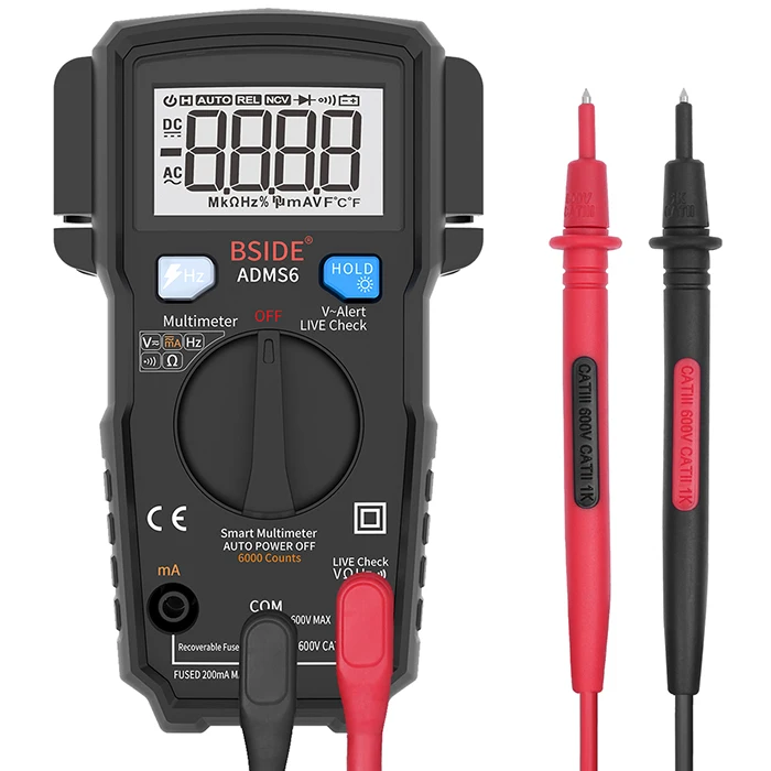 BSIDE ADMS6 High Precision Automatic Induction Small Digital Intelligent Multimeter 6000 Counts DC/AC Voltage Tester LCD Display
BSIDE ADMS6 High Precision Automatic Induction Small Digital Intelligent Multimeter 6000 Counts DC/AC Voltage Tester LCD Display