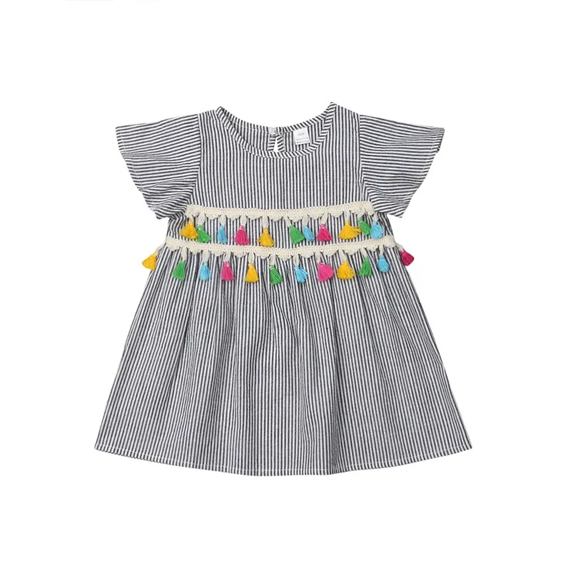 1-6T Toddler Kids Baby Girl Clothes Boho Summer Beach Tassels Dress Elegant Short sleeve Striped outfits Cute princess dress
1-6T Toddler Kids Baby Girl Clothes Boho Summer Beach Tassels Dress Elegant Short sleeve Striped outfits Cute princess dress