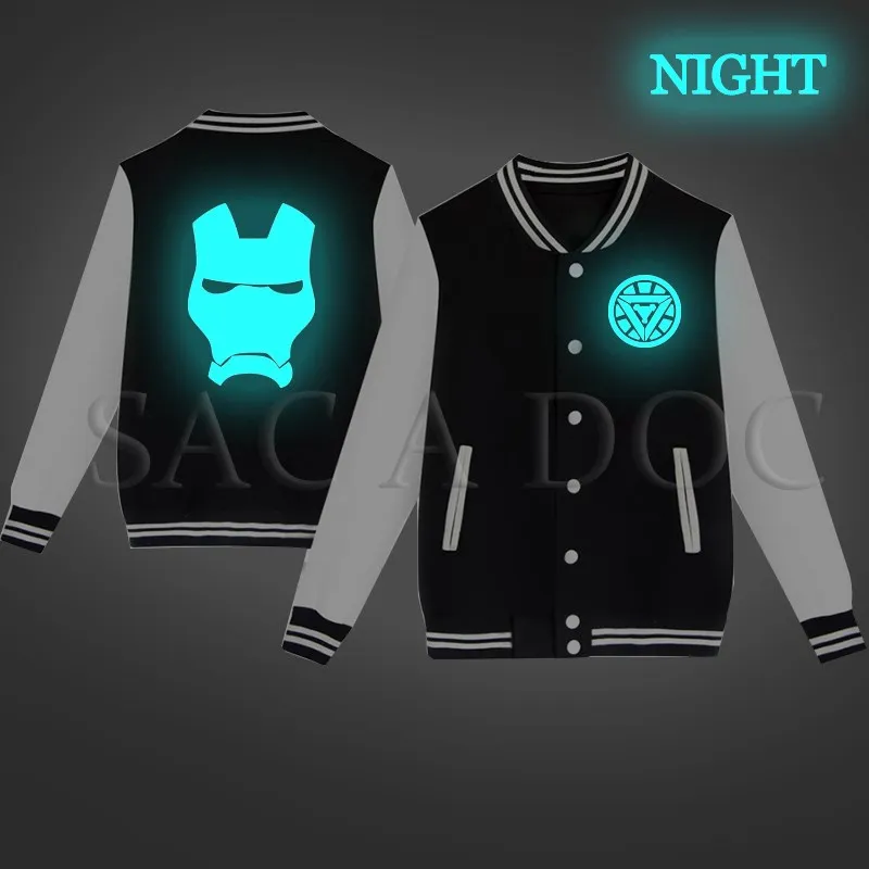 Avengers Iron Man Tony Stark Luminous Baseball Sweatshirt Superhero Jackets Women Men Streetwear Coat Autumn Winter Outerwear
Avengers Iron Man Tony Stark Luminous Baseball Sweatshirt Superhero Jackets Women Men Streetwear Coat Autumn Winter Outerwear
