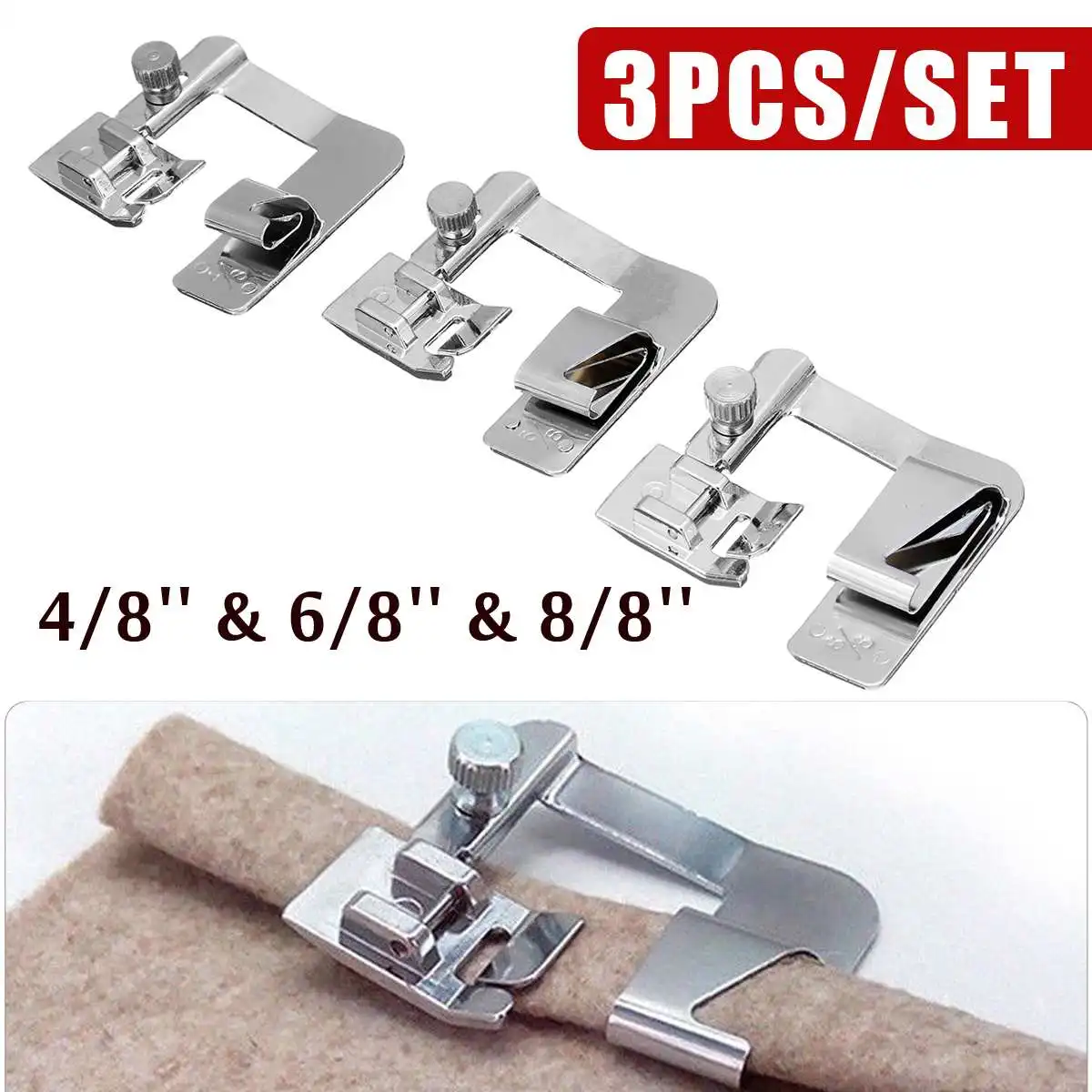 3Pcs 4/8'' 6/8'' 8/8'' Rolled Hem Presser Domestic Sewing Machine Foot Presser Rolled Hem Feet Set for Brother Singer Sewing
3Pcs 4/8'' 6/8'' 8/8'' Rolled Hem Presser Domestic Sewing Machine Foot Presser Rolled Hem Feet Set for Brother Singer Sewing