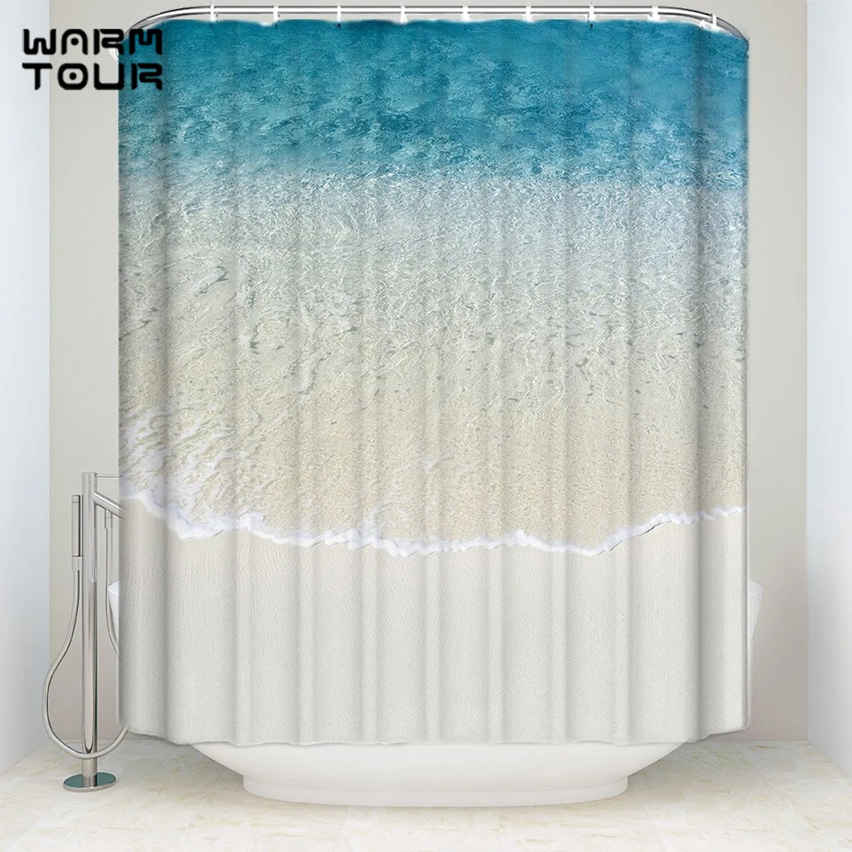 WARMTOUR Shower Curtain Fabric Bath Shower Curtain Blue Rippled Summer Sandy Beach Mildew-resistant Bathroom Decor Sets
WARMTOUR Shower Curtain Fabric Bath Shower Curtain Blue Rippled Summer Sandy Beach Mildew-resistant Bathroom Decor Sets
