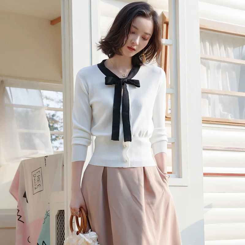 2019 spring and autumn new Korean solid o-neck bow slim pullover short bottoming sweater shirt women spring H6017
2019 spring and autumn new Korean solid o-neck bow slim pullover short bottoming sweater shirt women spring H6017