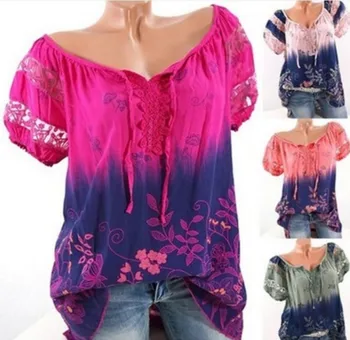 2018wish Amazon Summer Sell like Hot Cakes Top V-neck Printed Lace Short-Sleeve T-shirt
2018wish Amazon Summer Sell like Hot Cakes Top V-neck Printed Lace Short-Sleeve T-shirt