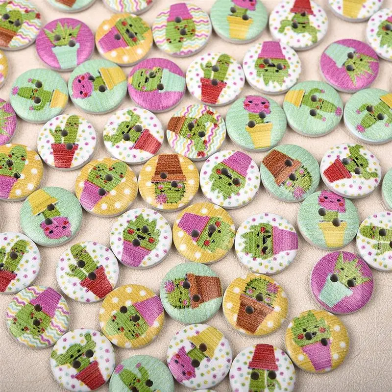 50Pcs 2 Holes 15mm Round Cute Cactus Plants Printed Wooden Buttons Sewing Wood Button For Clothing Scrapbooking Handmade Craft
50Pcs 2 Holes 15mm Round Cute Cactus Plants Printed Wooden Buttons Sewing Wood Button For Clothing Scrapbooking Handmade Craft